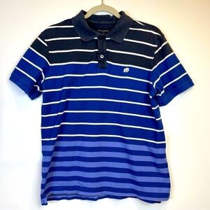 2/$30 Banana Republic Navy and Blue Striped Polo Shirt